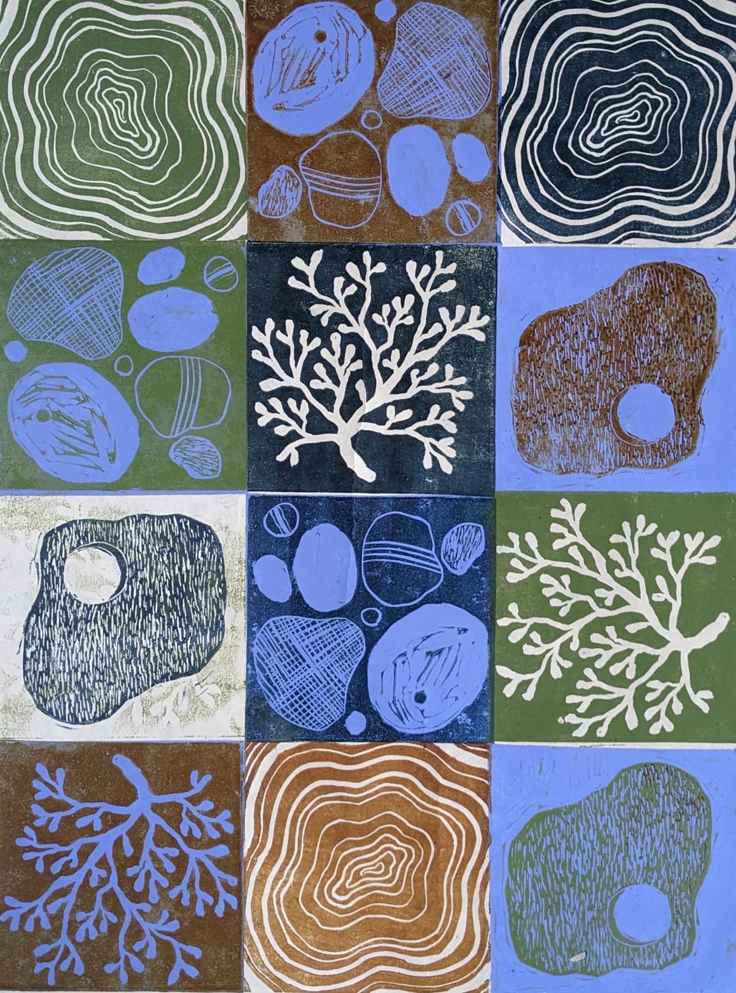 Patchwork Linocut Linocut ‘Patchwork’ Workshop with Izzy Williamson – Saltburn Inspired
